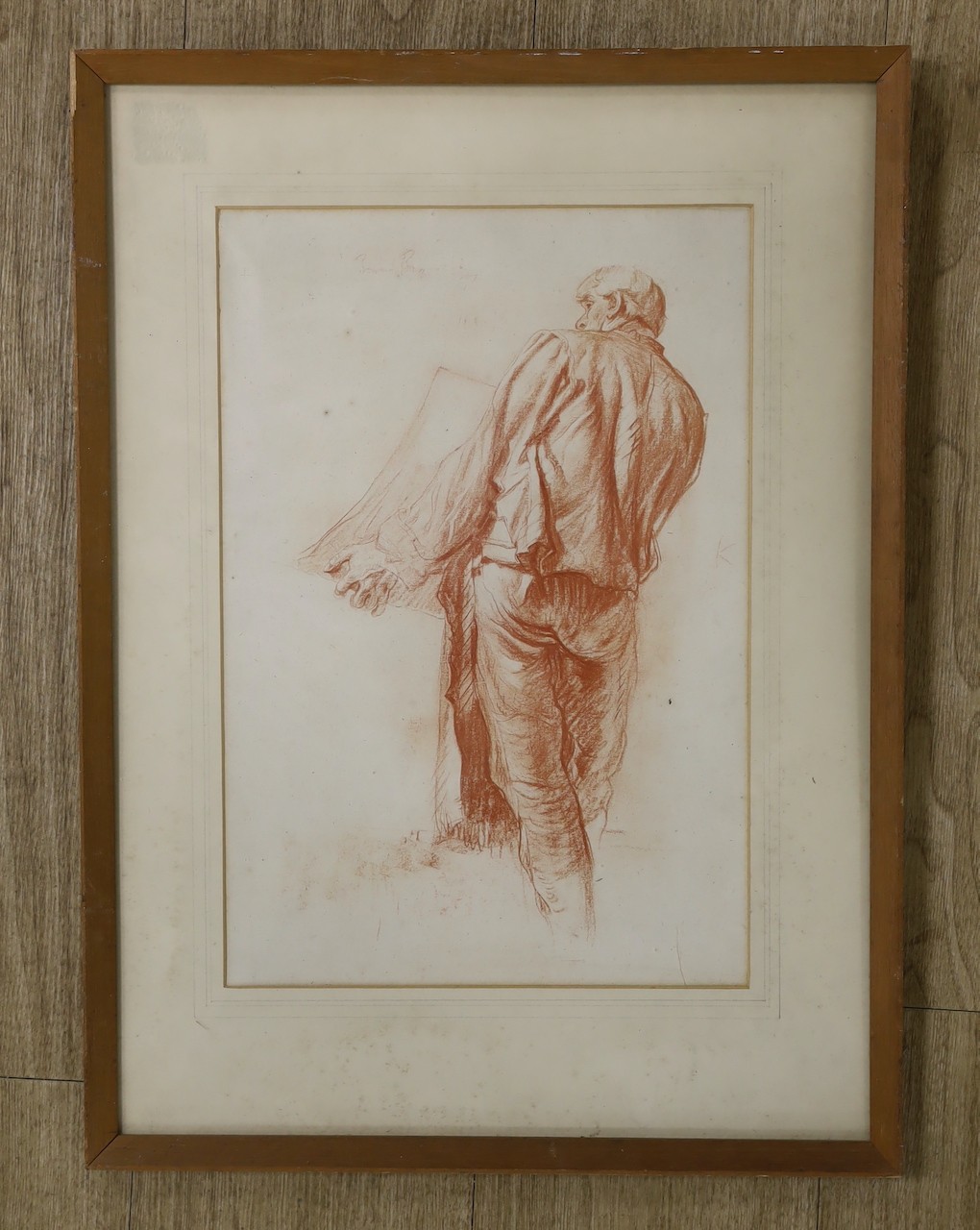 Sir Frank Brangwyn (1867-1943), lithograph, Man holding a folio, 40 x 27cm